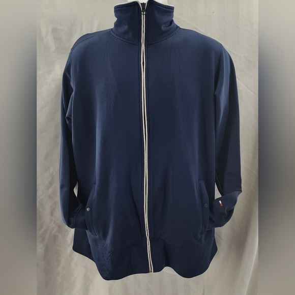 Tommy Hilfiger Navy Blue Zip Up Track Jacket Y2K Plus - Picture 1 of 10